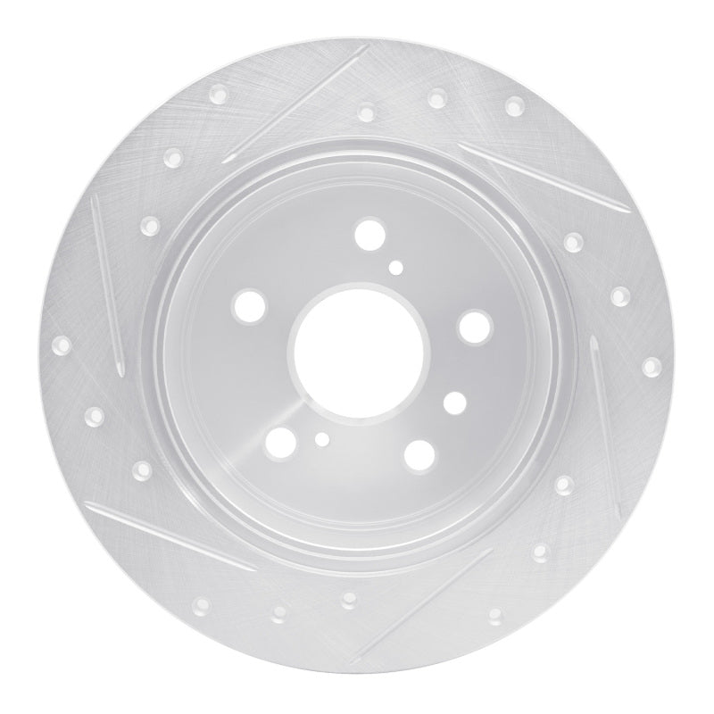 R1 Concepts R1 07-12 Lexus ES350 Rear Right Drilled & Slotted Silver Brake Rotor