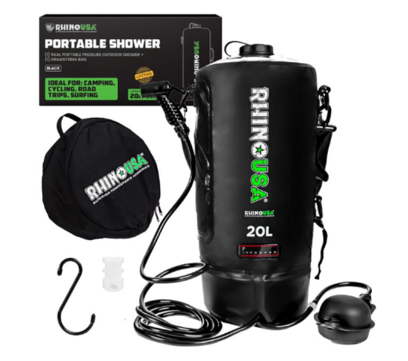 Rhino USA 5 Gallon Portable Pressurized Camp Shower - Black