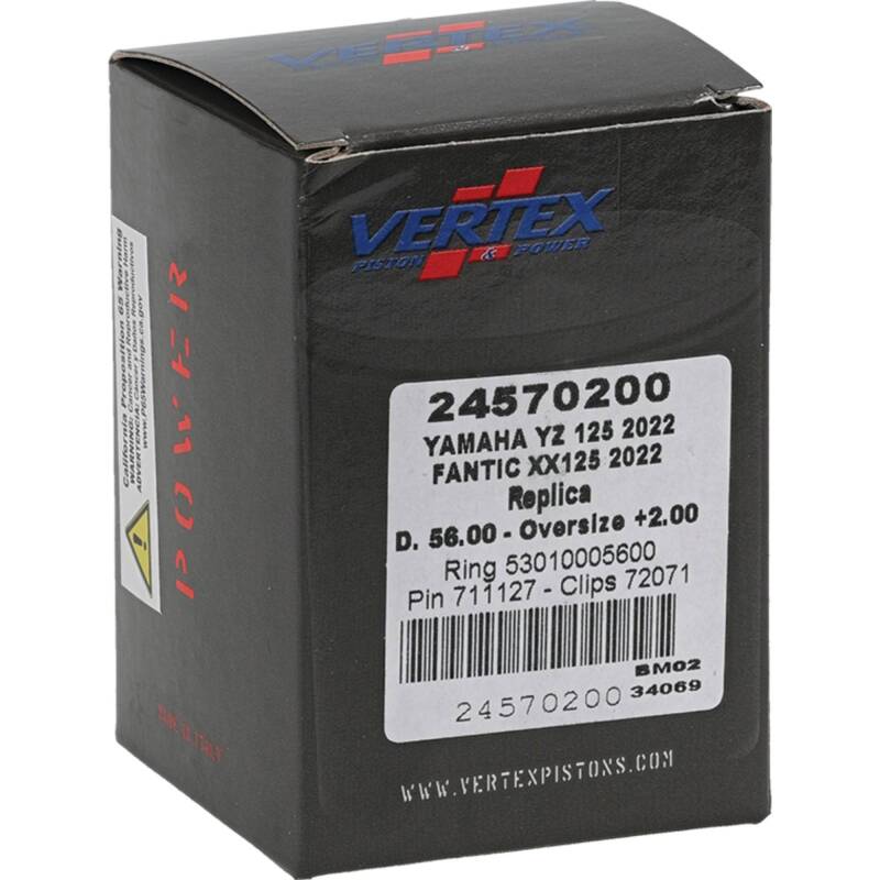Vertex Pistons Vertex Piston 2023 Fantic Motor XE 125 125cc +2.00mm Oversized Cast Replica Piston Kit