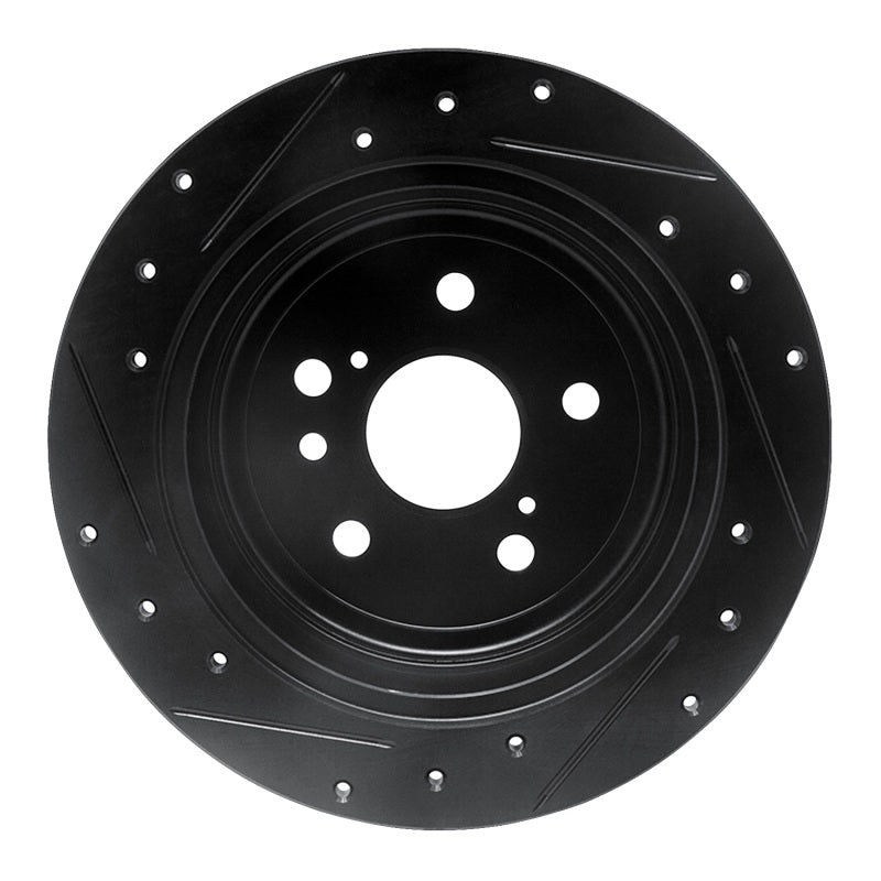 R1 Concepts R1 04-10 Toyota SIENNA Rear Right Drilled & Slotted Black Brake Rotor