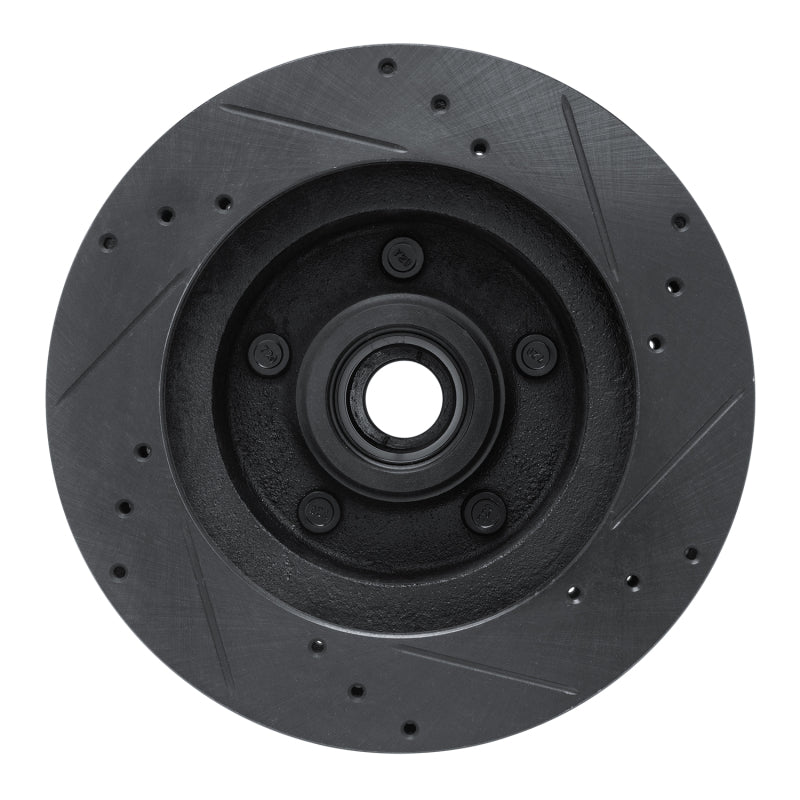 R1 Concepts R1 73-73 Ford Gran Torino Front Left Drilled & Slotted Black Brake Rotor
