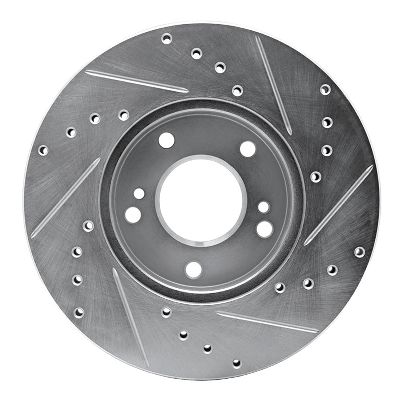 R1 Concepts R1 89-90 Nissan 300ZX Front Left Drilled & Slotted Silver Brake Rotor