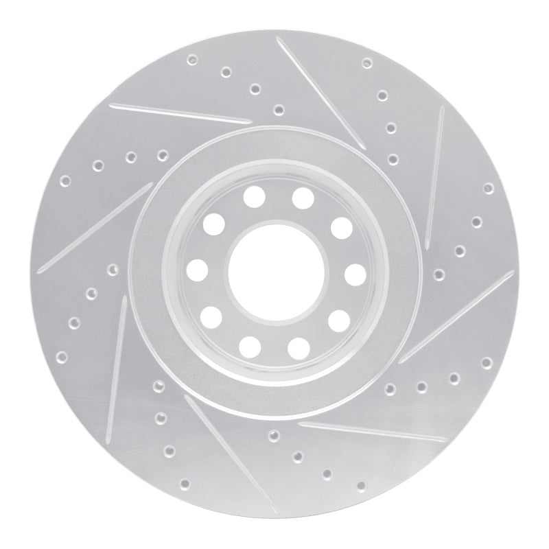 R1 Concepts R1 00-03 Audi A8 Front Left Drilled & Slotted Silver Brake Rotor