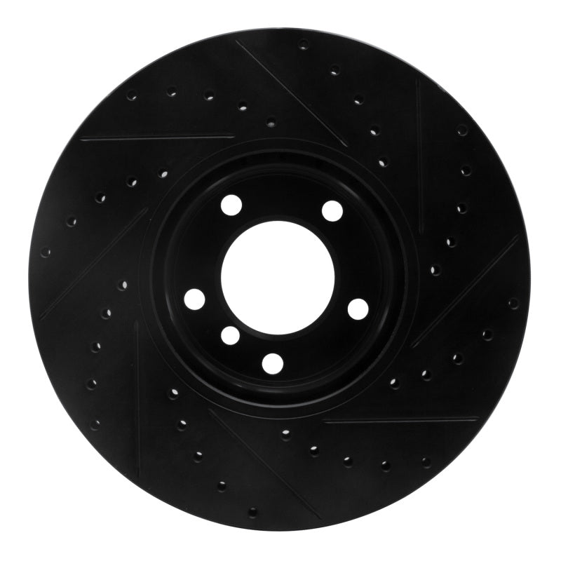 R1 Concepts R1 00-03 BMW 540I Front Left Drilled & Slotted Black Brake Rotor