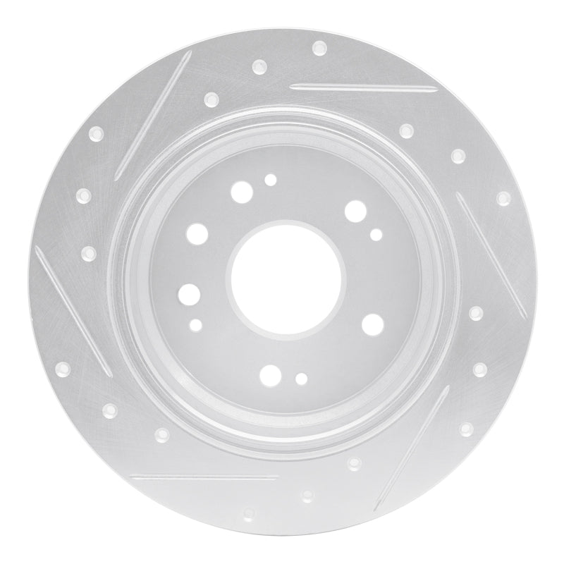 R1 Concepts R1 02-04 Honda CR-V Rear Right Drilled & Slotted Silver Brake Rotor