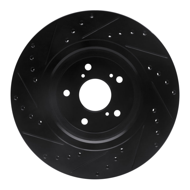 R1 Concepts R1 14-20 Acura MDX Front Right Drilled & Slotted Black Brake Rotor