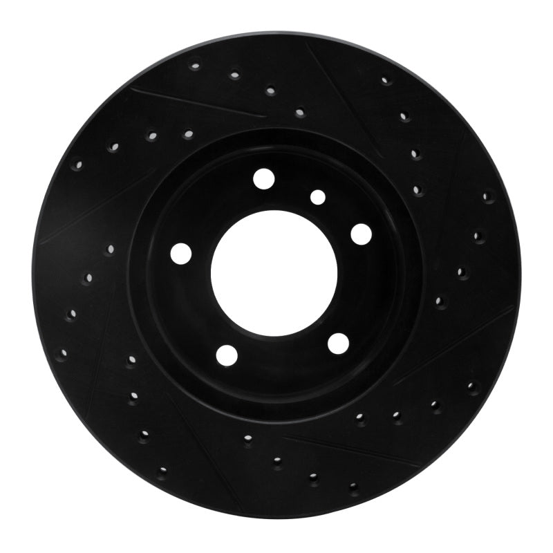 R1 Concepts R1 90-97 Jaguar XJ6 Front Left Drilled & Slotted Black Brake Rotor