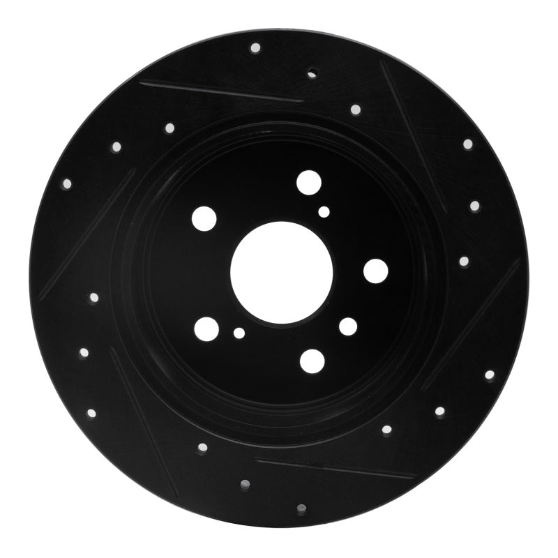 R1 Concepts R1 92-03 Lexus ES300 Rear Left Drilled & Slotted Black Brake Rotor