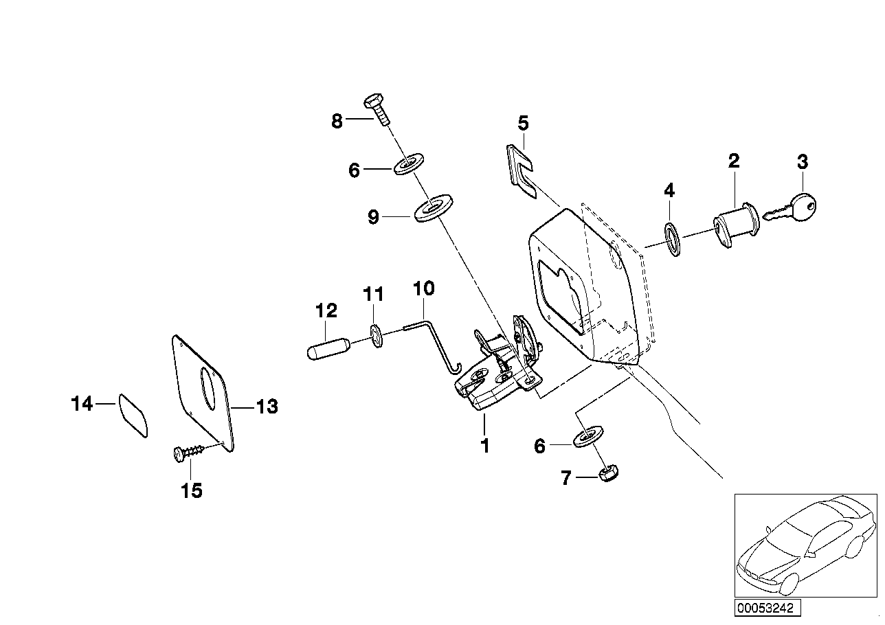 Genuine BMW 51211901537 E39 E46 E53 Lock With Code, Left (Inc. Z3 3.0i, 528i & 316i) | ML Performance US US Car Parts