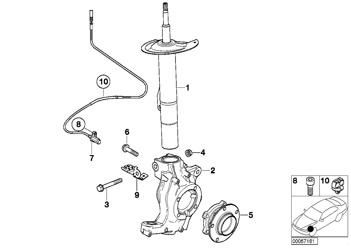 Genuine BMW 31318022559 E52 Left Front Spring Strut (Inc. Alpina V8)