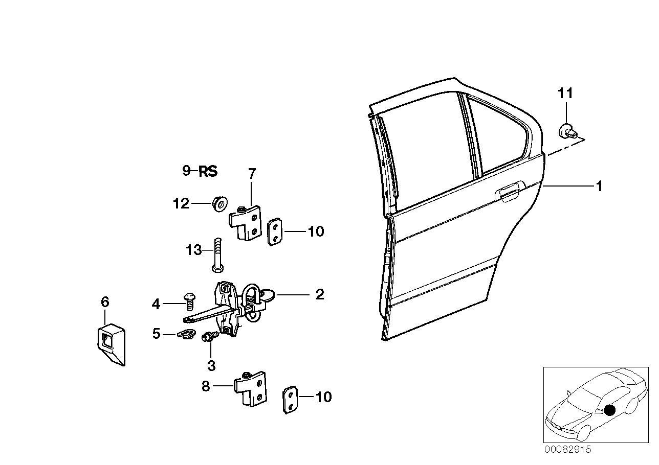 Genuine BMW 41528135509 E36 Left Upper Rear Door Hinge (Inc. 318is, 320i & 325i) | ML Performance US US Car Parts