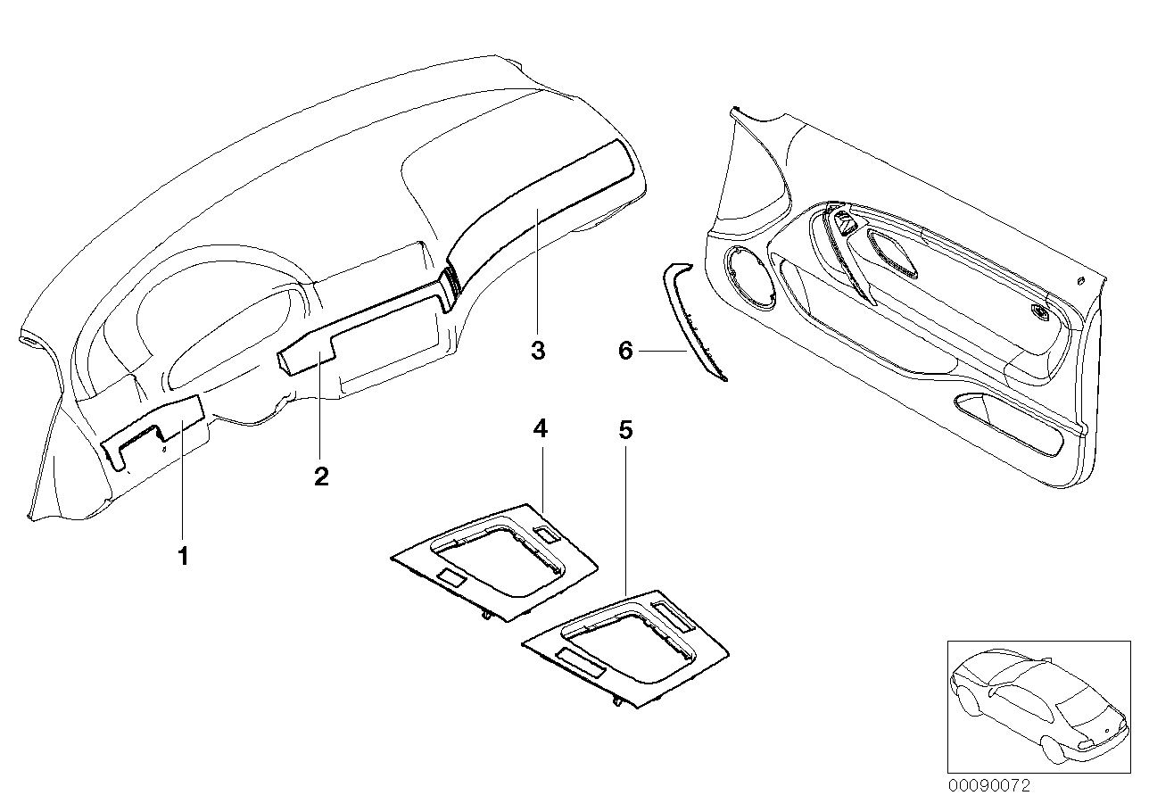 Genuine BMW 51417012149 E46 Trim, Inner Door Handle Aluminium Left U-TURN (Inc. 318ti, 320td & 318td) | ML Performance US US Car Parts