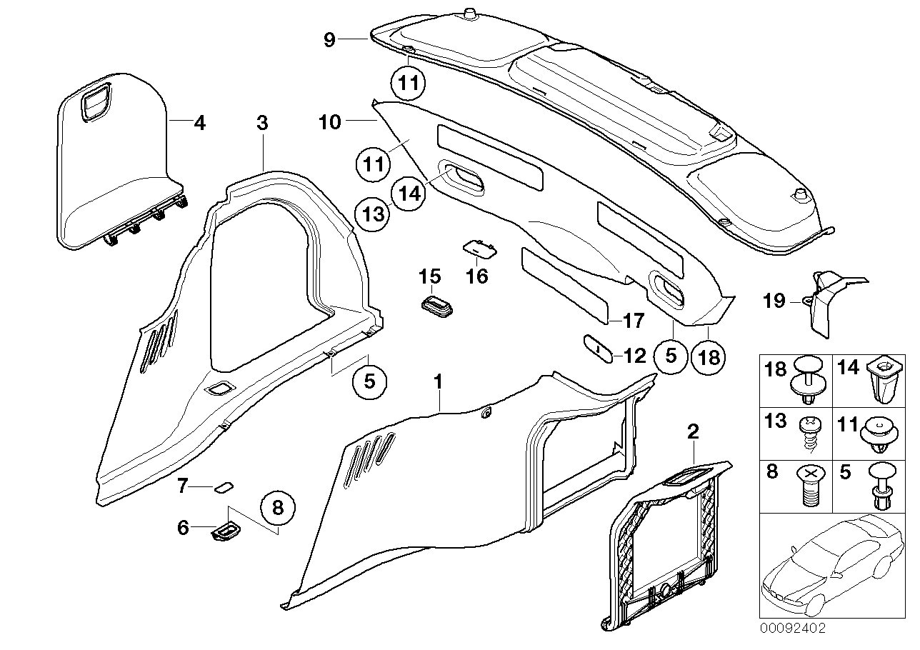 Genuine BMW 51478243119 E66 Left Trunk Trim BASALTGRAU HELL (Inc. 760Li, 745Li & 730Li) | ML Performance US US Car Parts