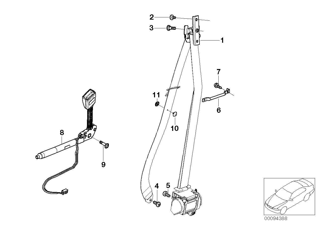 Genuine BMW 72117168482 E66 E67 RR1 Belt Holder (Inc. Alpina B7, Phantom EWB & 745Li) | ML Performance US US Car Parts