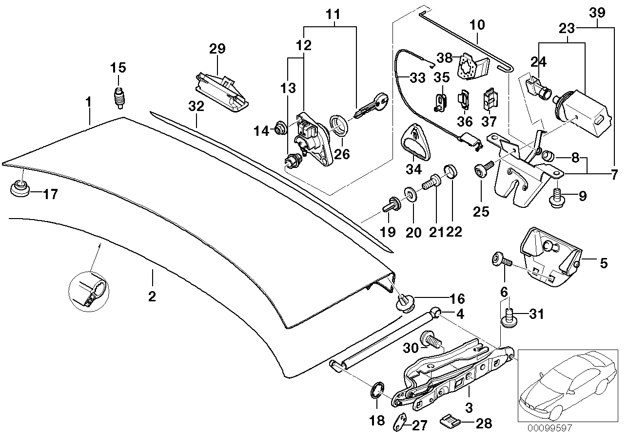 Genuine BMW 51248222911 E39 Stopper Left (Inc. 525i, 540i & 540iP) | ML Performance US US Car Parts