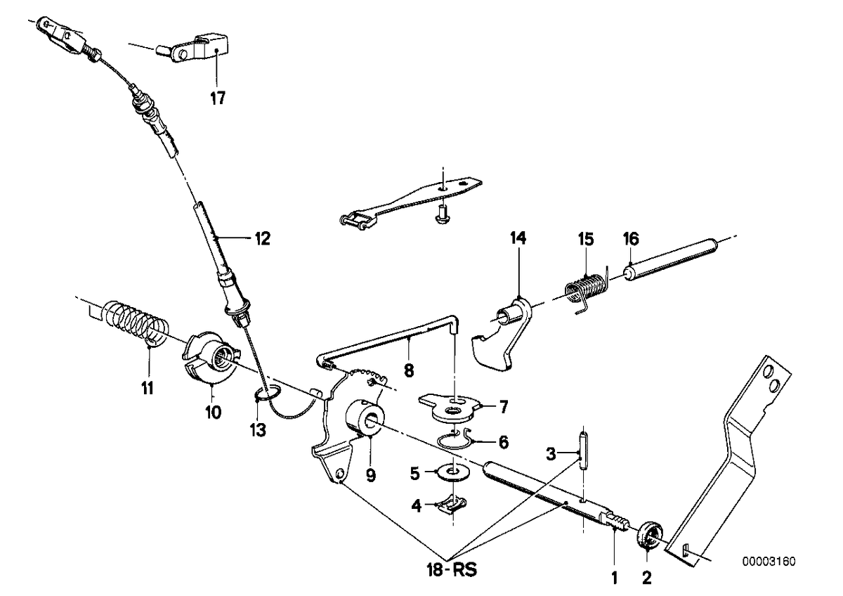 Genuine BMW 24341208749 E21 E30 Accelerator Bowden Cable (Inc. 318i & 320i) | ML Performance US US Car Parts