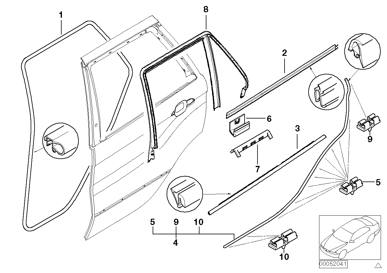 Genuine BMW 51348251597 E53 Outer Weatherstrip, Left CHROM (Inc. X5) | ML Performance US US Car Parts