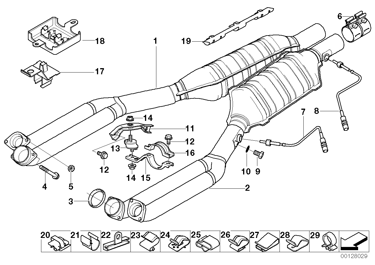 Genuine BMW 18301742684 E31 Rp-Exhaust Pipe Catalytic Conv. Cyl. 1-6 ZYL.1-6 (Inc. 850Ci) | ML Performance US US Car Parts