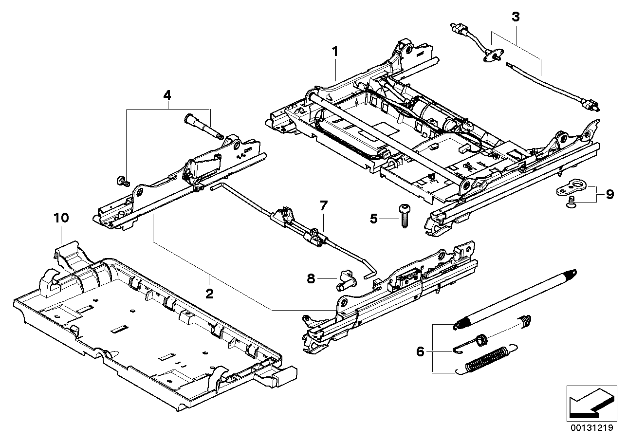 Genuine BMW 52107075940 E60 E61 Seat Rail Right (Inc. 760LiS, 745Li & 735Li) | ML Performance US US Car Parts