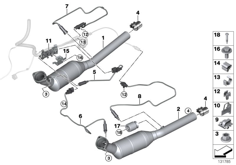 Genuine BMW 18307544137 E53 Rp-Exhaust Pipe Catalytic Conv. Cyl. 5-8 ZYL.5-8 (Inc. X5 4.4i) | ML Performance US US Car Parts