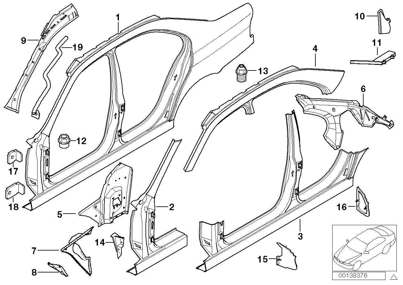 Genuine BMW 41218203781 E39 Molded Part F Entrance Rear (Inc. 540i, M5 & 530i) | ML Performance US US Car Parts