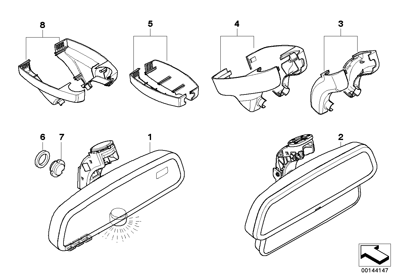 Genuine BMW 51169134360 E60 E92 E91 Tandem Interior Mirror (Inc. 330i, 540i & 320i) | ML Performance US US Car Parts