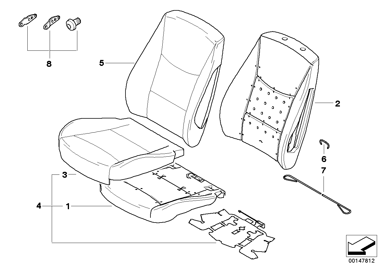 Genuine BMW 52107251607 E82 E88 Upholstery, Base Seat, Leather, Right GRAU (Inc. 128i & 135i) | ML Performance US US Car Parts