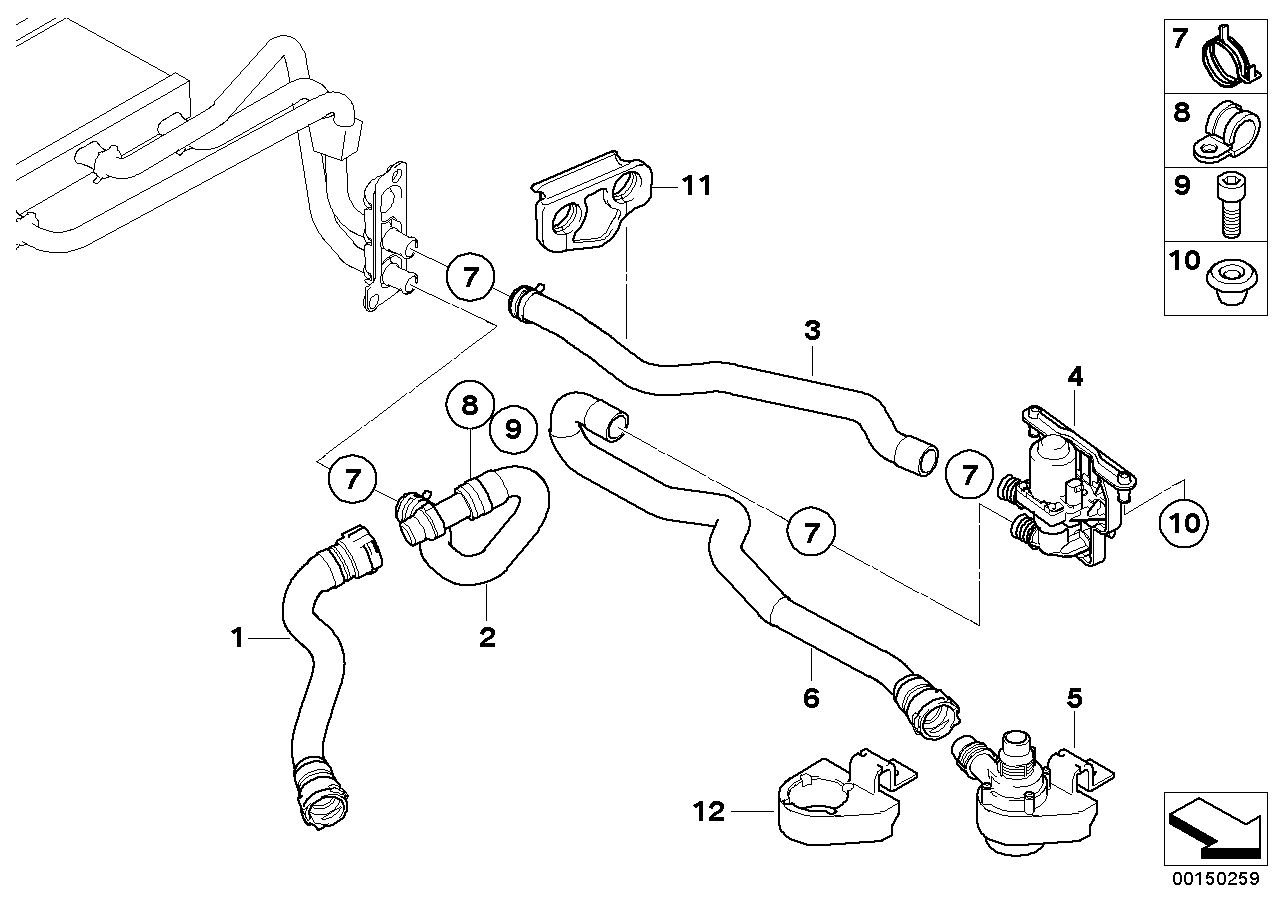 Genuine BMW 64216923944 E60 E63 E61 Hose F Additional Water Pump/Water Valve (Inc. 550i, 523i & 528i) | ML Performance US US Car Parts