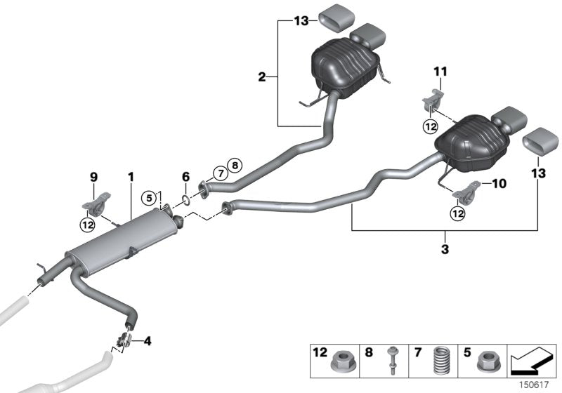 Genuine BMW 18107525111 E53 Rear Muffler Left (Inc. X5 4.4i) | ML Performance US US Car Parts