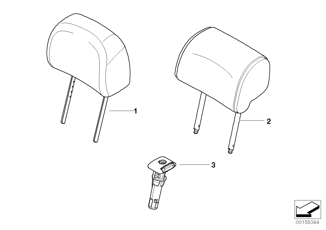 Genuine BMW 52103410154 E83 Headrest Imitation Leather SCHWARZ (Inc. X3) | ML Performance US US Car Parts