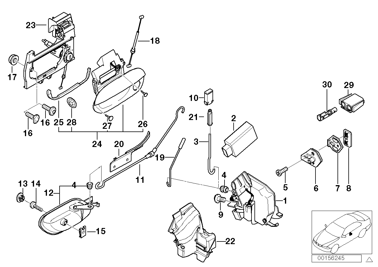 Genuine BMW 51218186349 E39 Front Left Door Handle Bowden Cable (Inc. 525tds, 520i & 528i) | ML Performance US US Car Parts