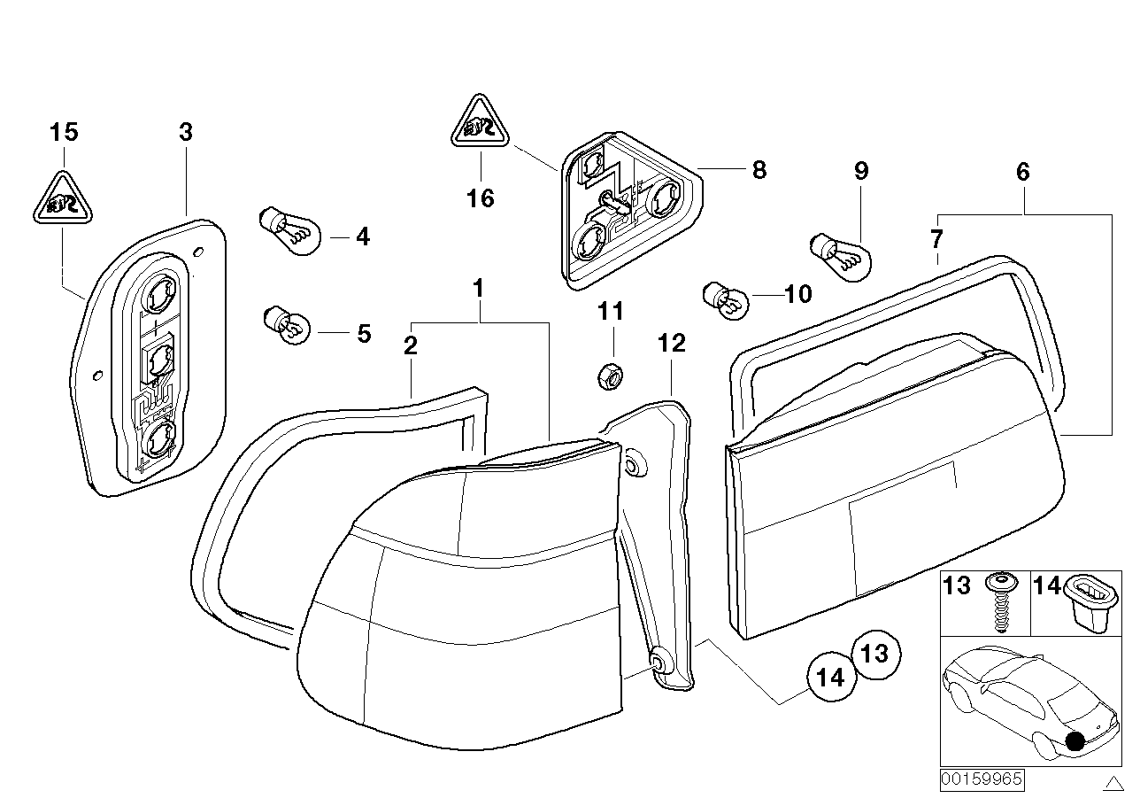 Genuine BMW 63218380095 E39 Rear Light In The Side Panel, Left (Inc. 525i, 540i & 528i) | ML Performance US US Car Parts