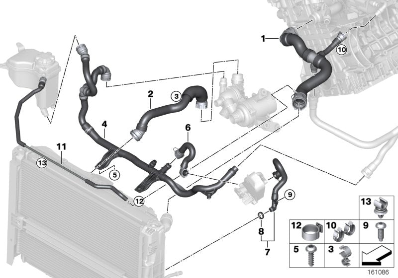 Genuine BMW 17127566024 E82 E81 E87 Hose From Engine To Radiator, Top (Inc. 118i, 116i 2.0 & 120i) | ML Performance US US Car Parts