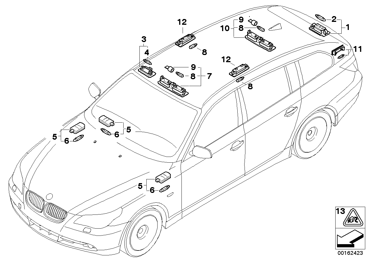 Genuine BMW 63316962057 E60 E61 Interior Reading Light, Rear (Inc. 520d, 530xi & 550i) | ML Performance US US Car Parts