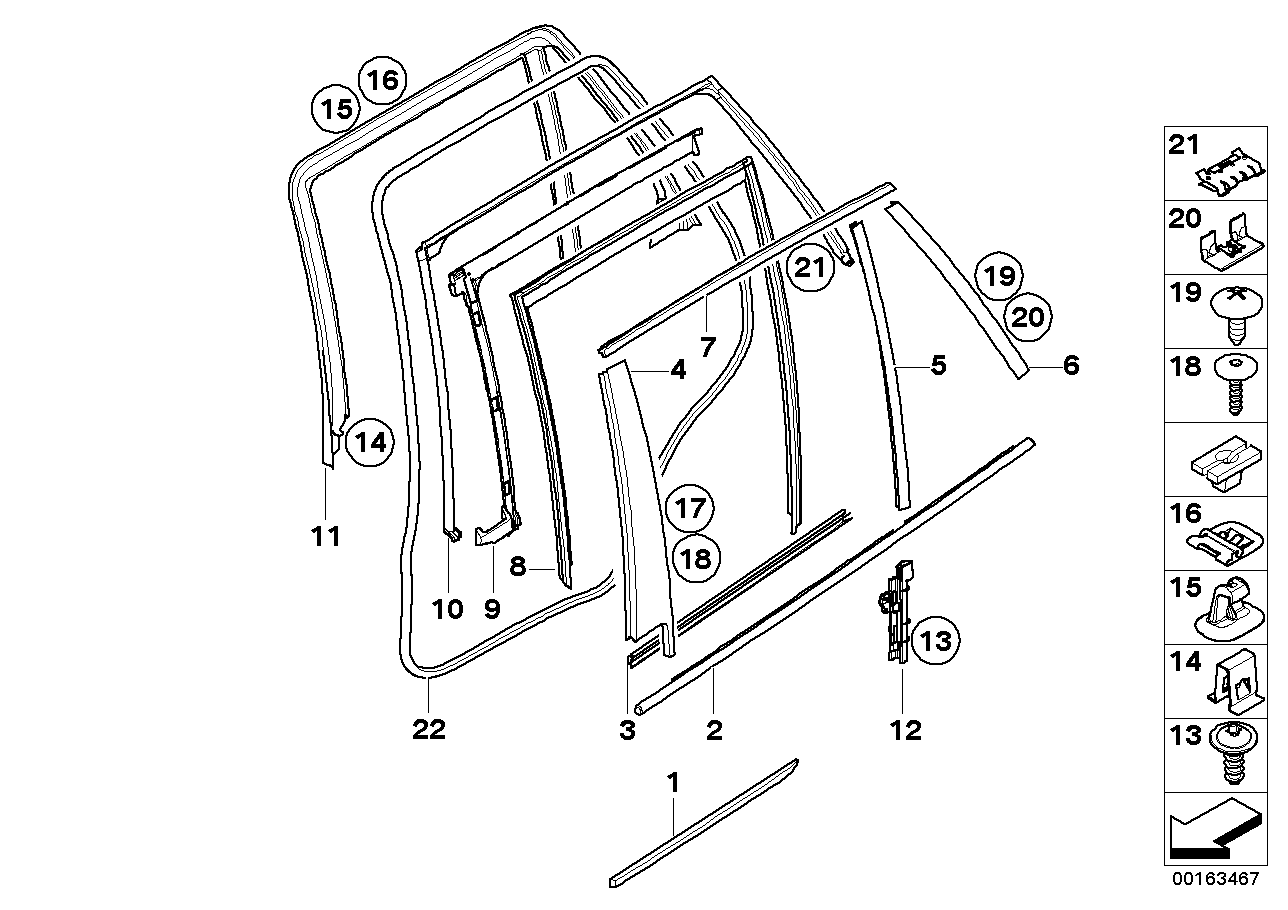 Genuine BMW 51357207838 E70 Cover,Wndw Frame,C-Column,Door Rear Rght GLANZSCHWARZ (Inc. X5) | ML Performance US US Car Parts