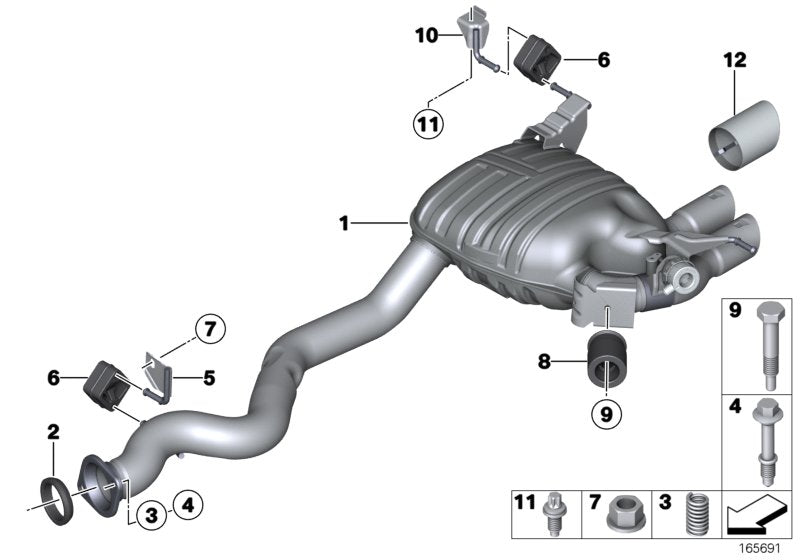 Genuine BMW 18307599744 E82 E88 Rear Muffler With Exhaust Flap (Inc. 135i) | ML Performance US US Car Parts