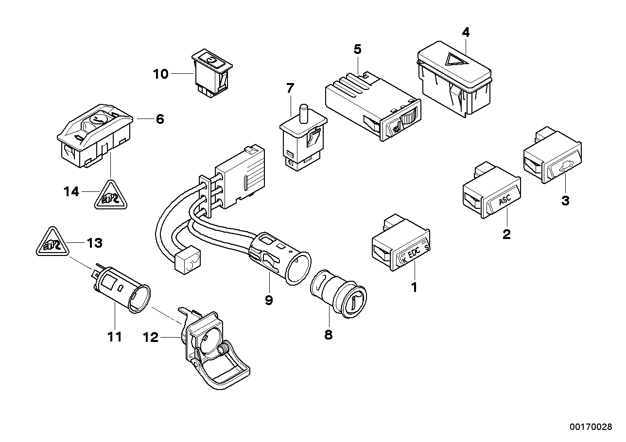 Genuine BMW 61318352259 E39 E38 Seat Heating Switch (Inc. 535i, 728i & 750i) | ML Performance US US Car Parts