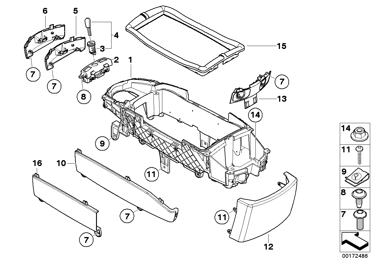 Genuine BMW 51166983820 E66 E65 E67 Cover, Center Armrest, Rear DARK SILVER (Inc. 735i, 750i & 730d) | ML Performance US US Car Parts