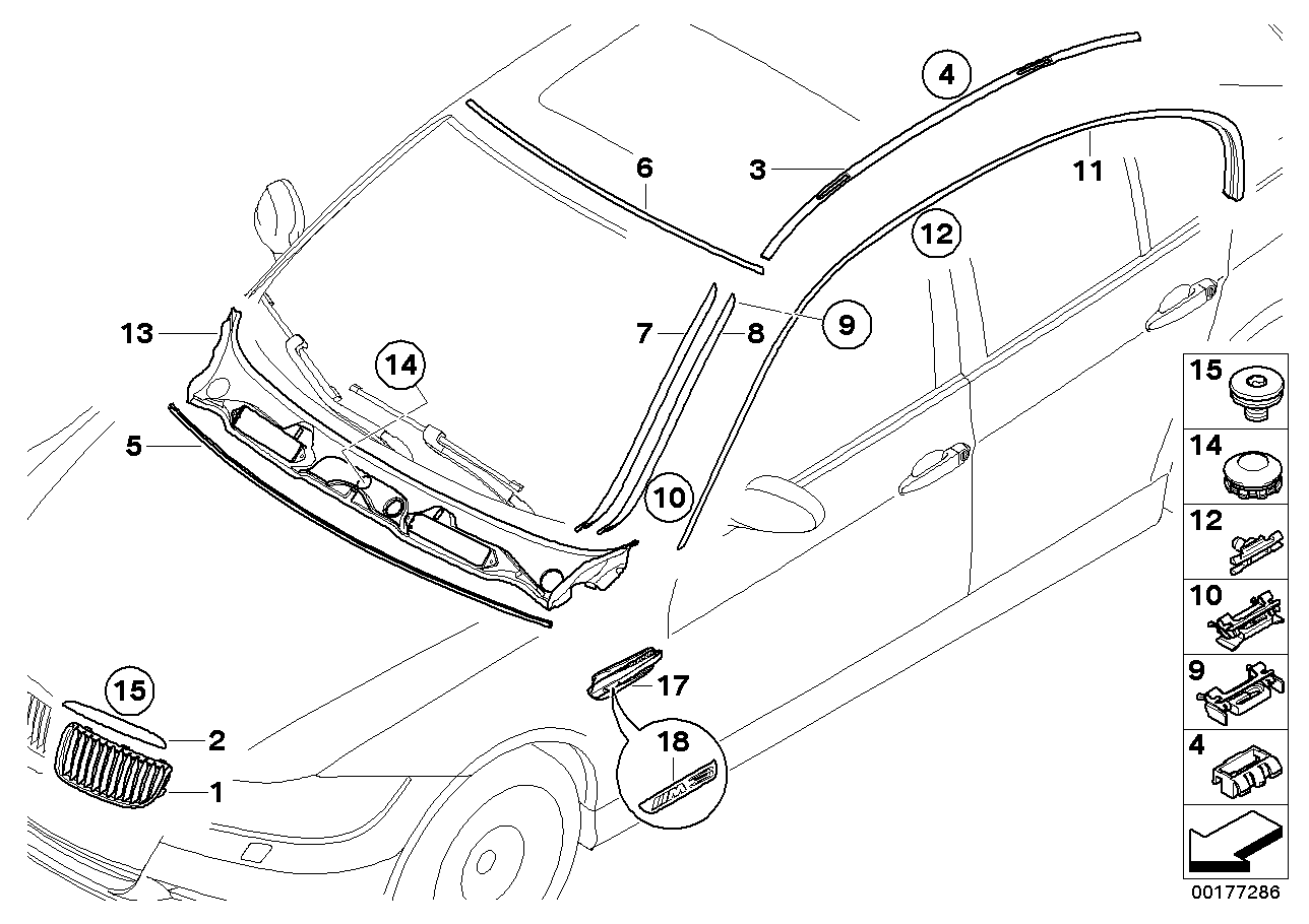Genuine BMW 51137121236 E90 Trim Strip, Side Frame, Right CHROM (Inc. 330xd, 335i & 320xd) | ML Performance US US Car Parts