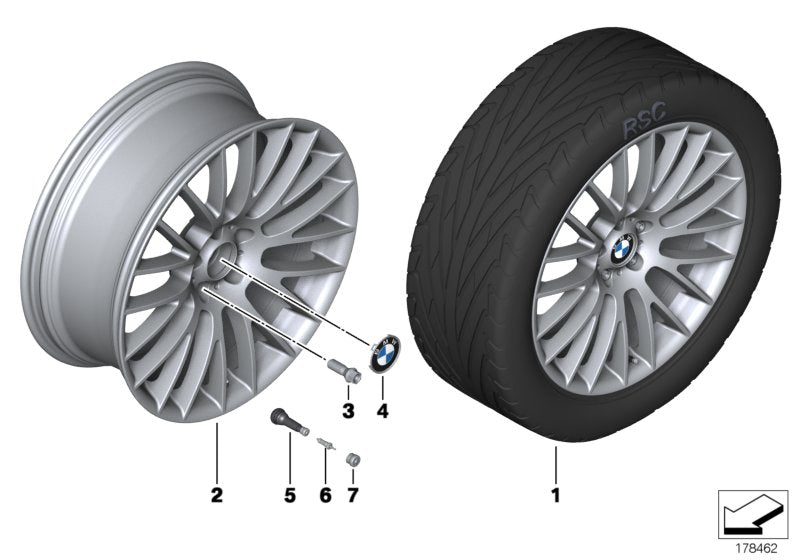 Genuine BMW 36116792595 Light Alloy Rim 9JX20 ET:44 (Inc. Hybrid 5, 535dX & 528i) | ML Performance US US Car Parts