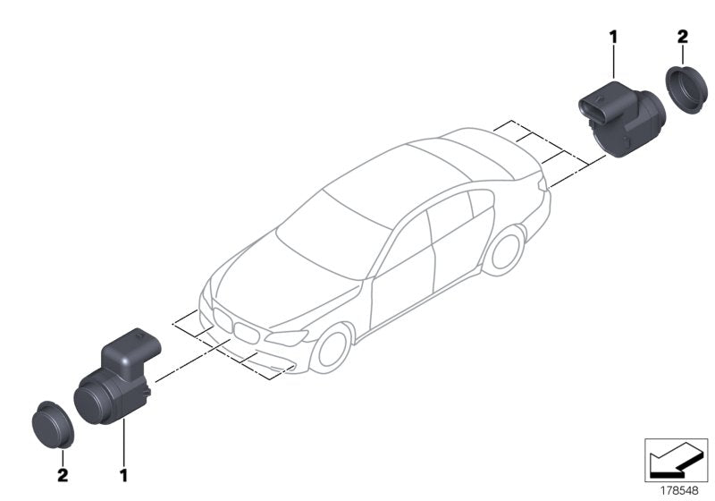 Genuine BMW 66209140942 E88 E87 E93 Ultrasonic Sensor, Barbera Red WA39 (Inc. 118i, Z4 30i & 125i) | ML Performance US US Car Parts