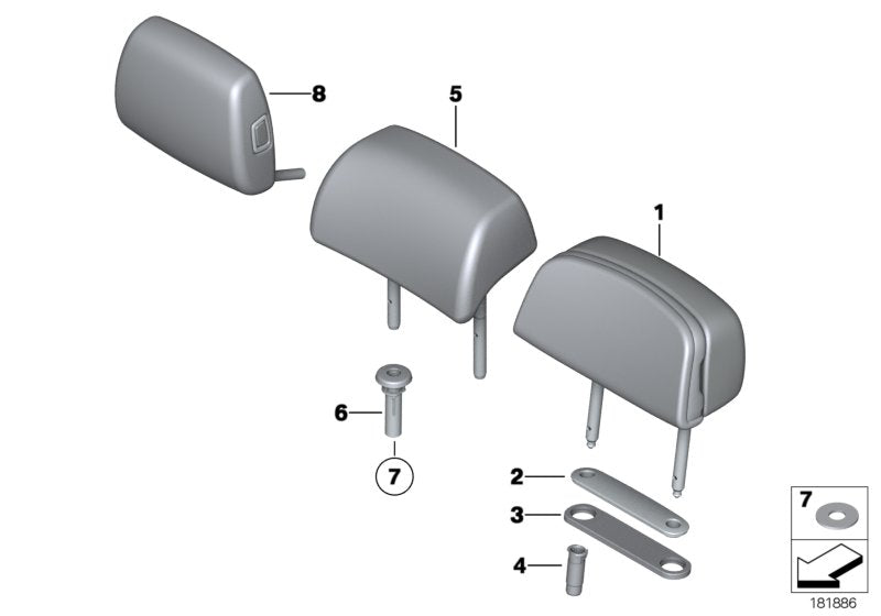 Genuine BMW 52207217143 Guide, Headrest VENETOBEIGE (Inc. 750LiX, 730i & 750iX) | ML Performance US US Car Parts