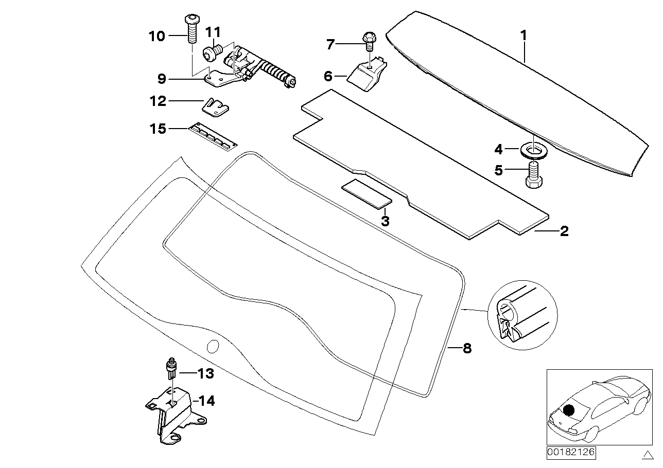 Genuine BMW 51248218850 E46 E91 E61 Catch Bracket, Rear Window (Inc. 335d, 325xi & 325i) | ML Performance US US Car Parts