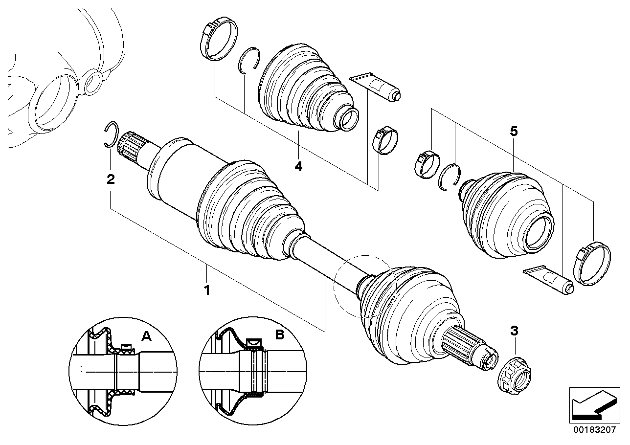 Genuine BMW 31607565314 E53 Exch. Output Shaft, Right D=29mm (Inc. X5) | ML Performance US US Car Parts