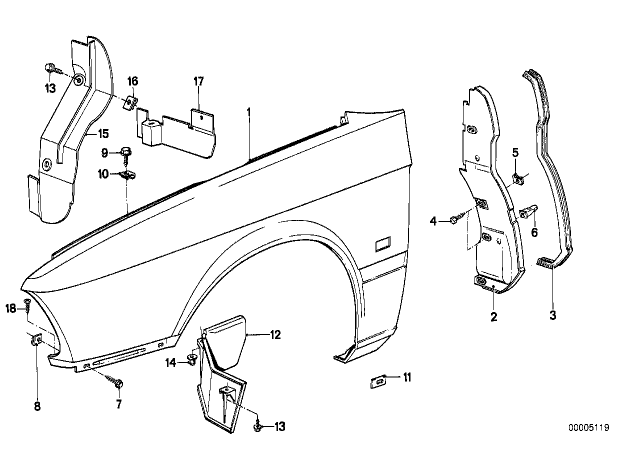 Genuine BMW 41351874954 E28 Side Panel, Front Right (Inc. 525i, 518i & M535i) | ML Performance US US Car Parts