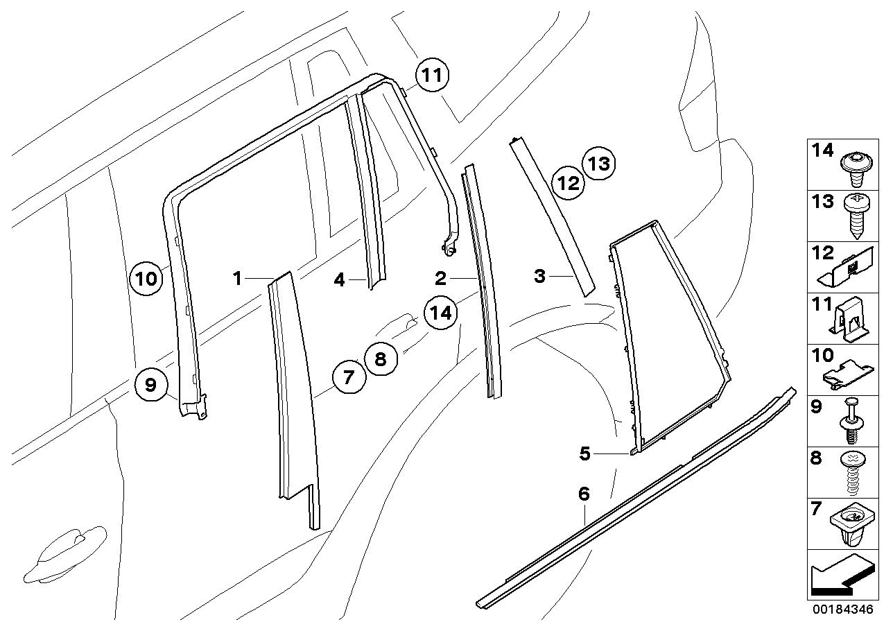 Genuine BMW 51353427644 E83 Cover, Column C, Door, Rear Right SCHWARZMATT (Inc. X3) | ML Performance US US Car Parts
