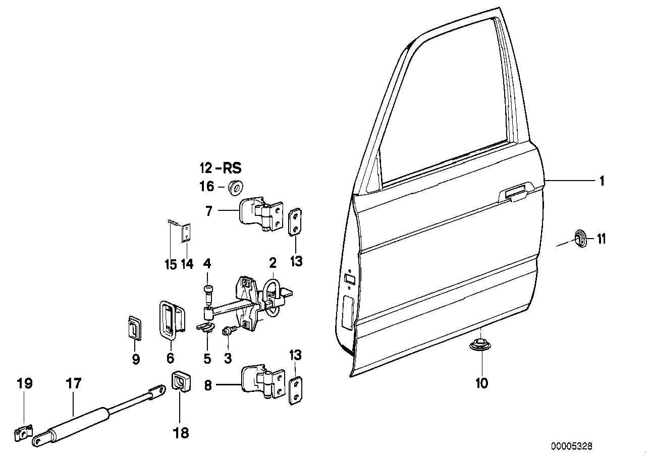 Genuine BMW 41511948809 E32 Door Front Left (Inc. 740iL, 750iL & 735iL) | ML Performance US US Car Parts