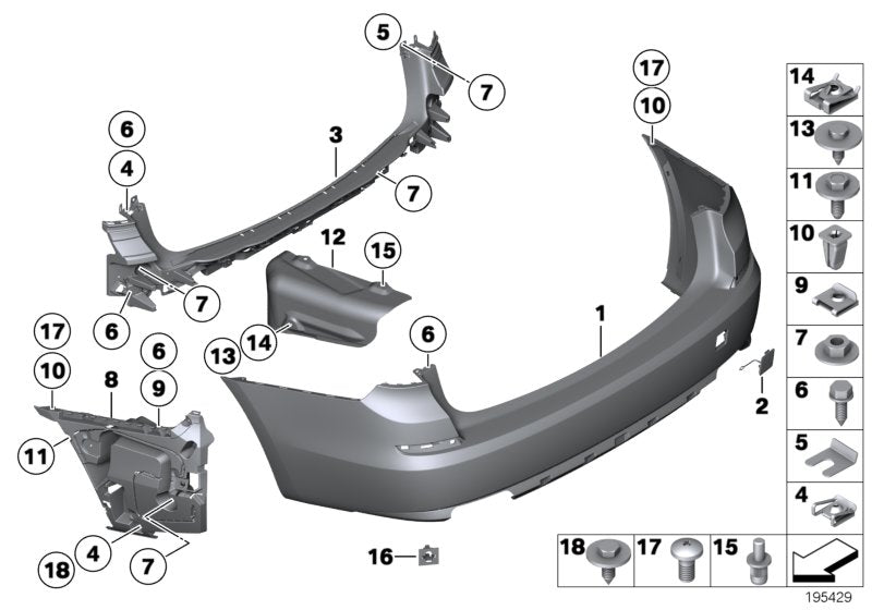Genuine BMW 51127201215 Guide, Center Rear (Inc. 535d, 550iX & 550i) | ML Performance US US Car Parts