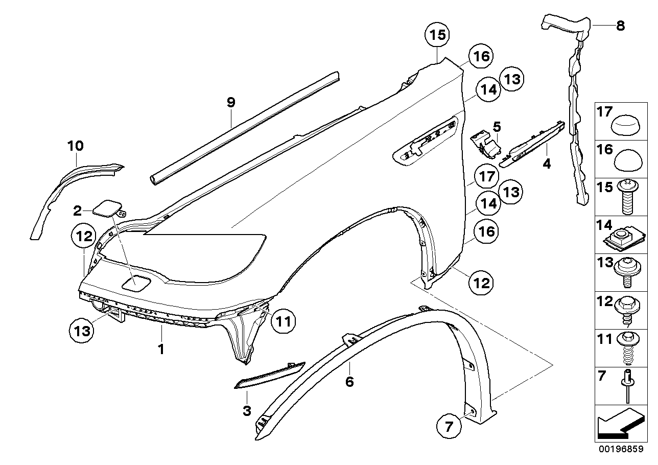 Genuine BMW 51777206659 E71 M Trim, Wheelhousing Primed Front Left (Inc. X6 M) | ML Performance US US Car Parts