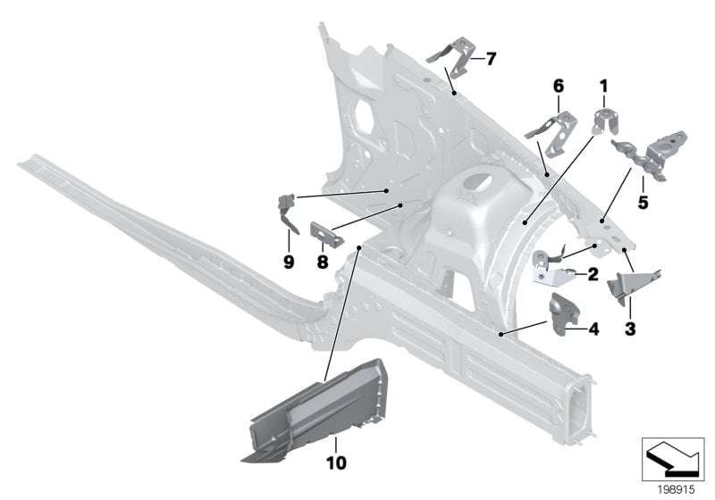 Genuine BMW 41002993039 E84 Side Panel Bracket, Front Left 2 (Inc. X1) | ML Performance US US Car Parts